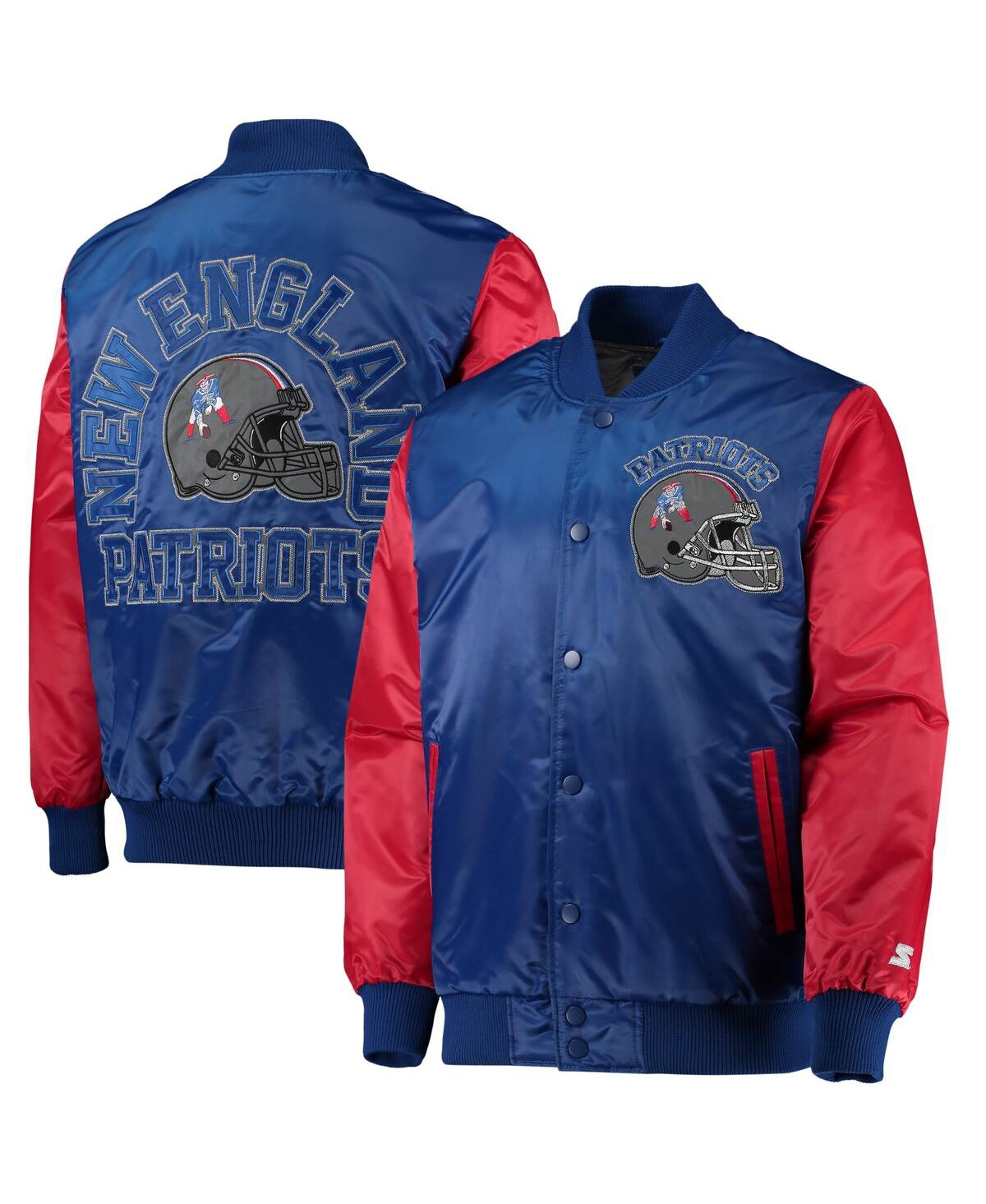 Starter Men's  Royal, Red New England Patriots Locker Room Throwback Satin Varsity Full-snap Jacket In Royal,red