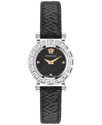 Versace - Women's Swiss Greca Glam Black Leather Strap Watch 30mm