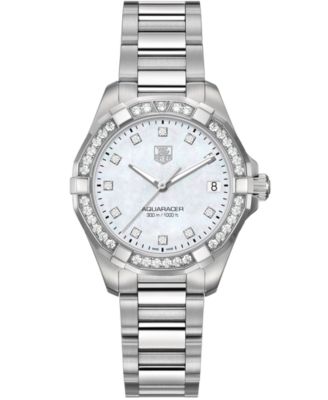 TAG Heuer - Women's Swiss Aquaracer Diamond (9/20 ct. t.w) Stainless Steel Bracelet Watch 32mm WAY1314.BA0915