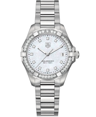 TAG Heuer Women's Swiss Aquaracer Diamond (9/20 ct. t.w) Stainless Steel Bracelet Watch 32mm WAY1314.BA0915