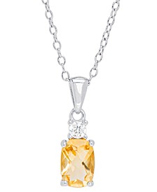 Citrine (1 ct. t.w.) & Cubic Zirconia 18" Pendant Necklace in Sterling Silver