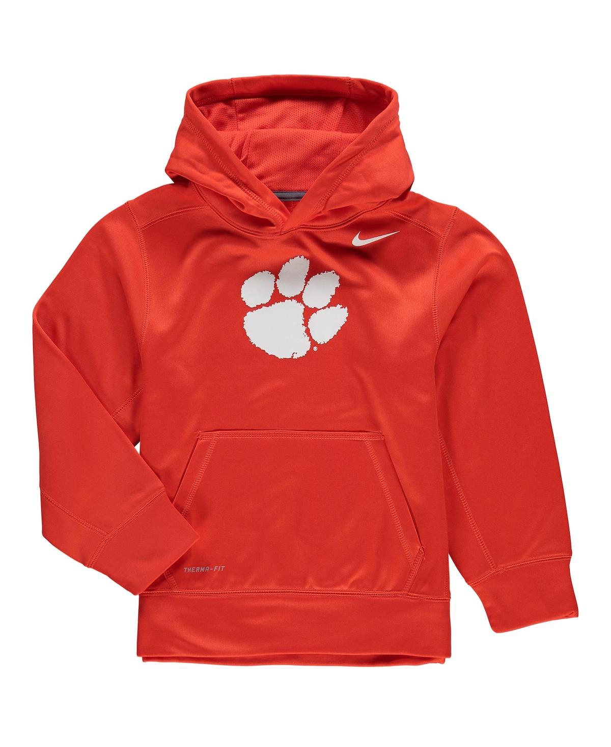 Boys Youth Nike Orange Clemson Tigers Logo Ko Pullover Performance Hoodie