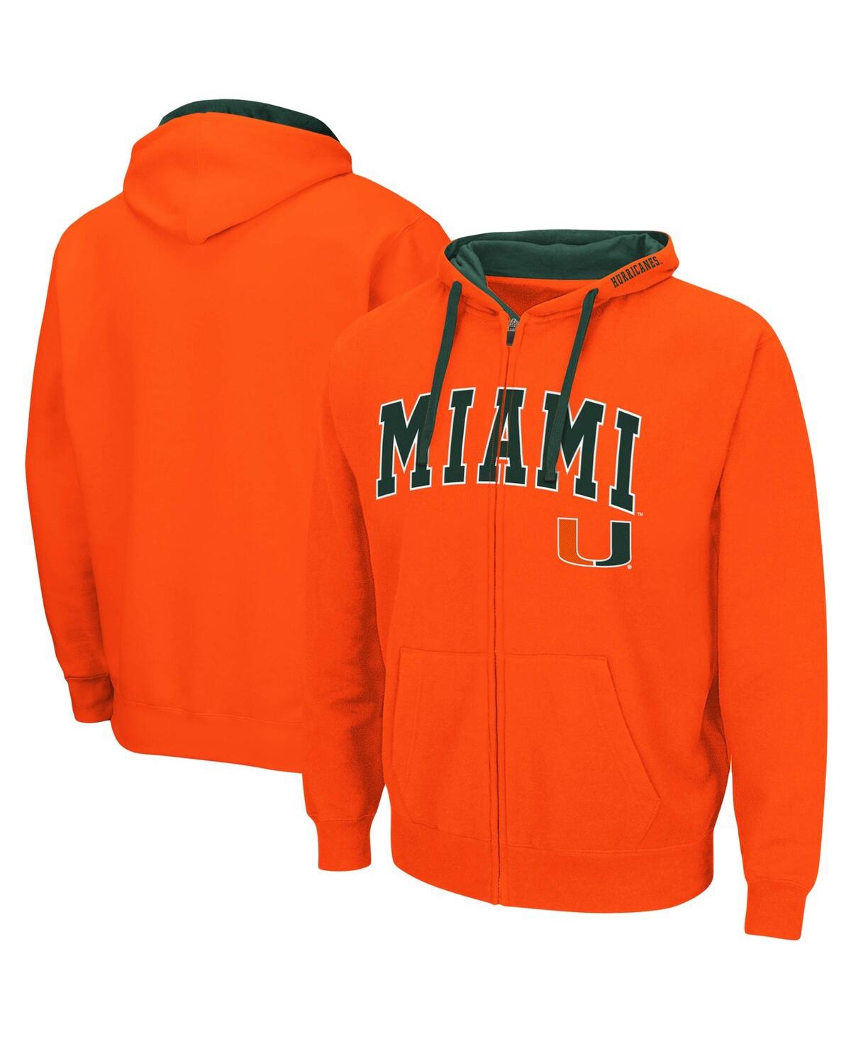 Colosseum Men's Orange Miami Hurricanes Arch Logo 3.0 Full-zip Hoodie In Orange