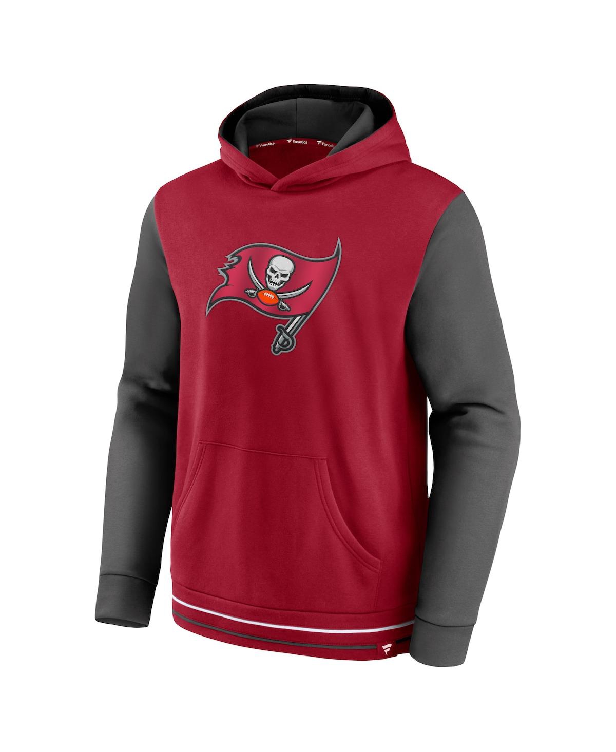 Shop Fanatics Men's  Red, Pewter Tampa Bay Buccaneers Block Party Pullover Hoodie In Red,pewter