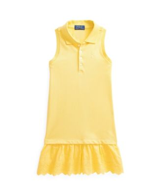 폴로 랄프로렌 여아용 원피스 Polo Ralph Lauren Little Girls Eyelet Stretch Mesh Polo Dress,Empire Yellow