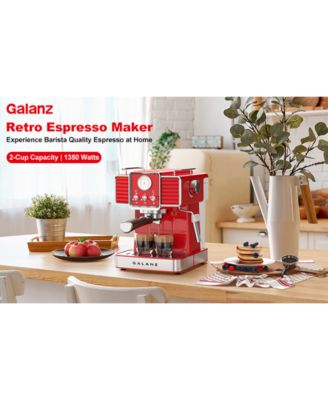 Galanz 2-Cup Retro Espresso Machine with Milk Frother