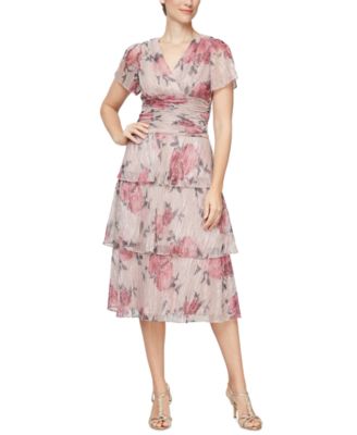 SL Fashions - Floral-Print Tiered Dress