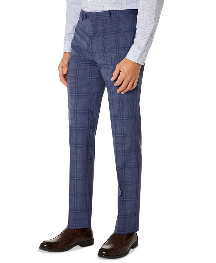 Calvin Klein Men's Slim Fit Plaid Suit Separate Pant Blue Size 32X34