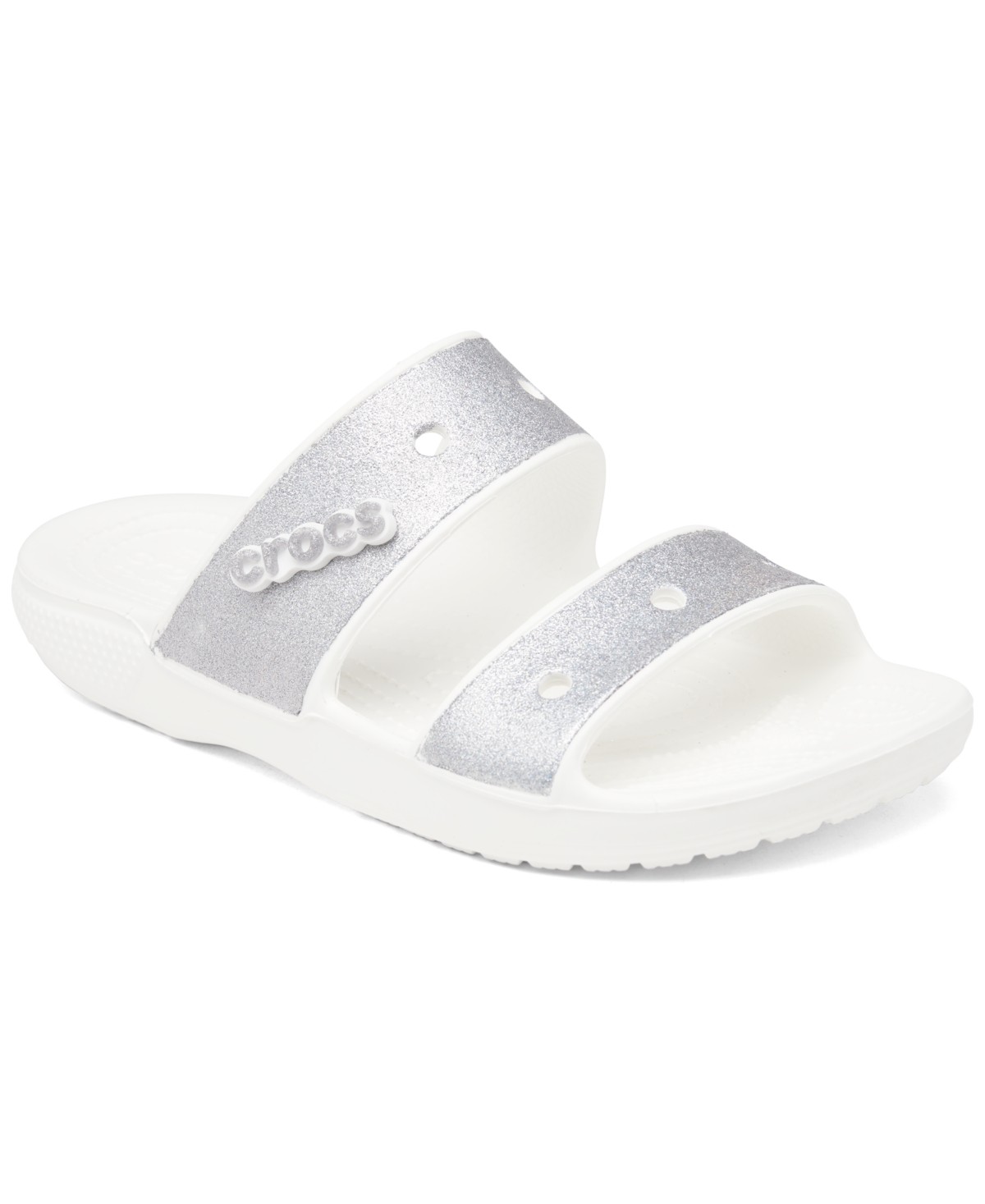 Crocs Women's Classic Glitter Slide Sandals From Finish Line In White