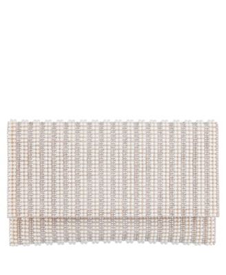 Women's Allover Imitation Pearl and Crystal Envelope Clutch