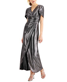 Metallic Mock Wrap Dress