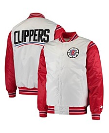 Men's White, Red LA Clippers Renegade Varsity Satin Full-Snap Jacket