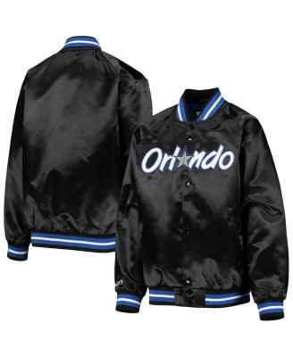 Big Boys Black Orlando Magic Hardwood Classics Satin Raglan Full-Snap Jacket