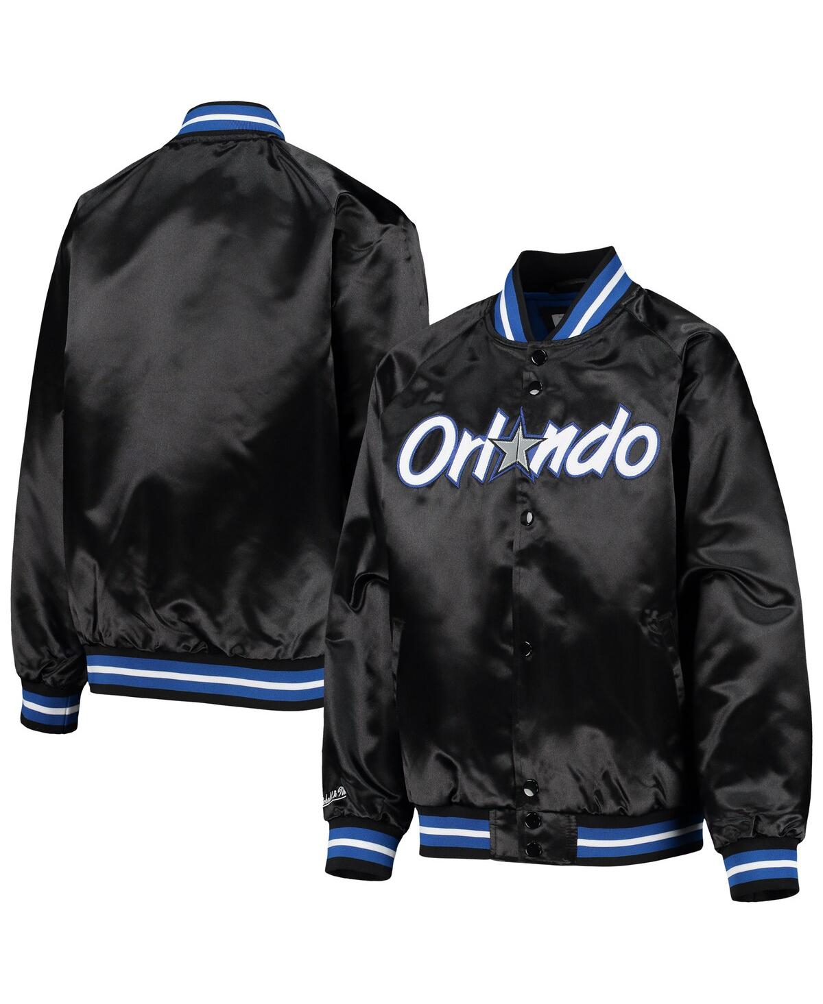 Big Boys Mitchell & NessOrlando Magic Hardwood Classics Satin Raglan Full-Snap Jacket - Black