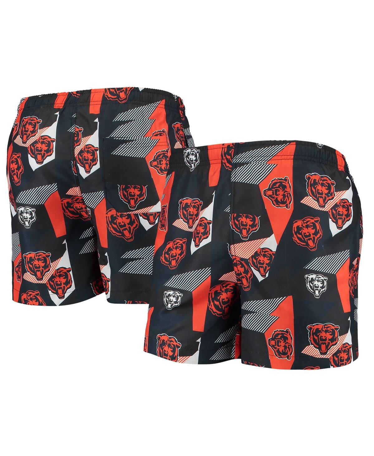 Shop Foco Men's  Navy And Orange Chicago Bears Geo Print Swim Trunks In Navy,orange