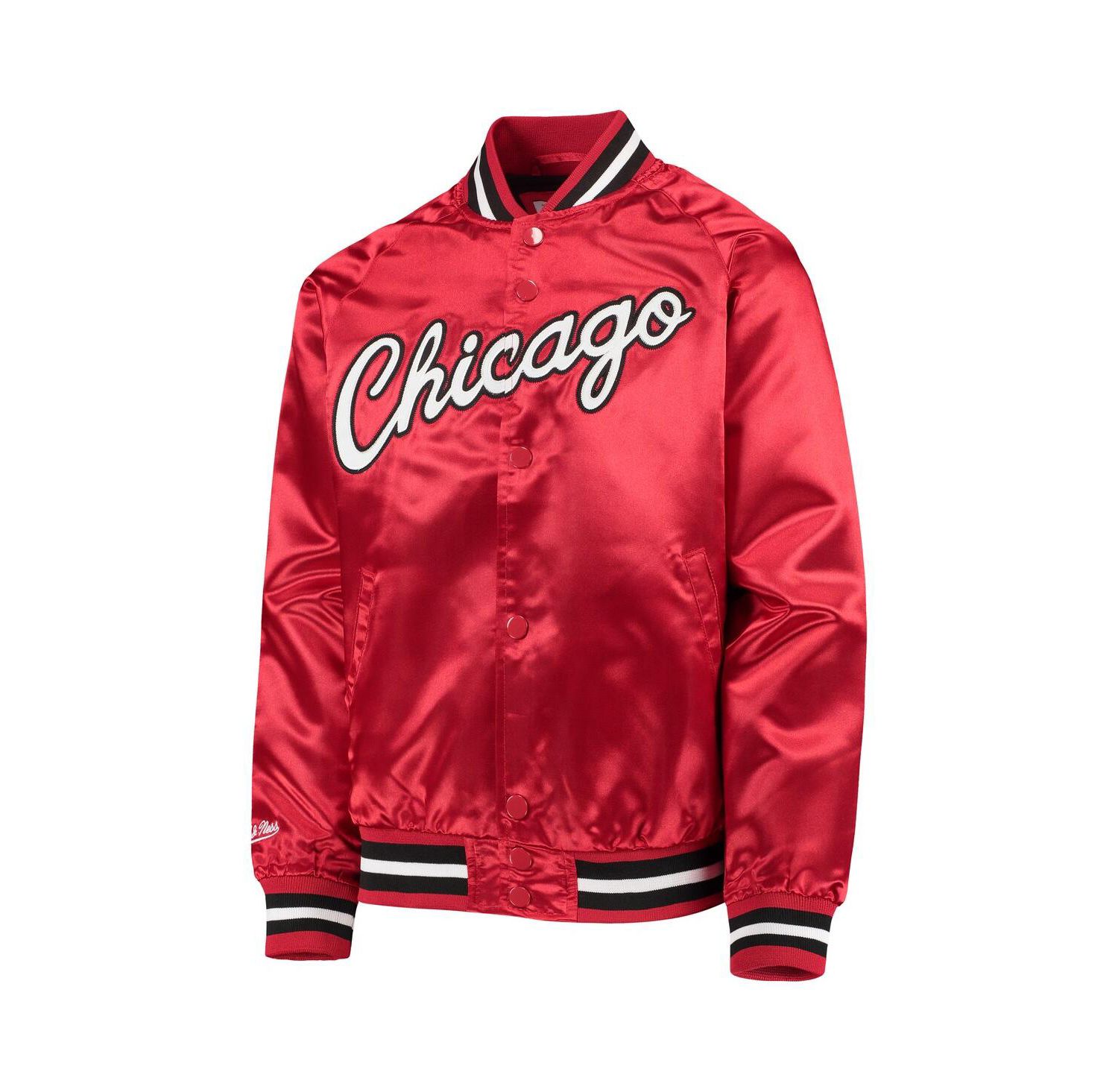 Big Boys and Girls Red Chicago Bulls Hardwood Classics Satin Raglan Full-Snap Jacket
