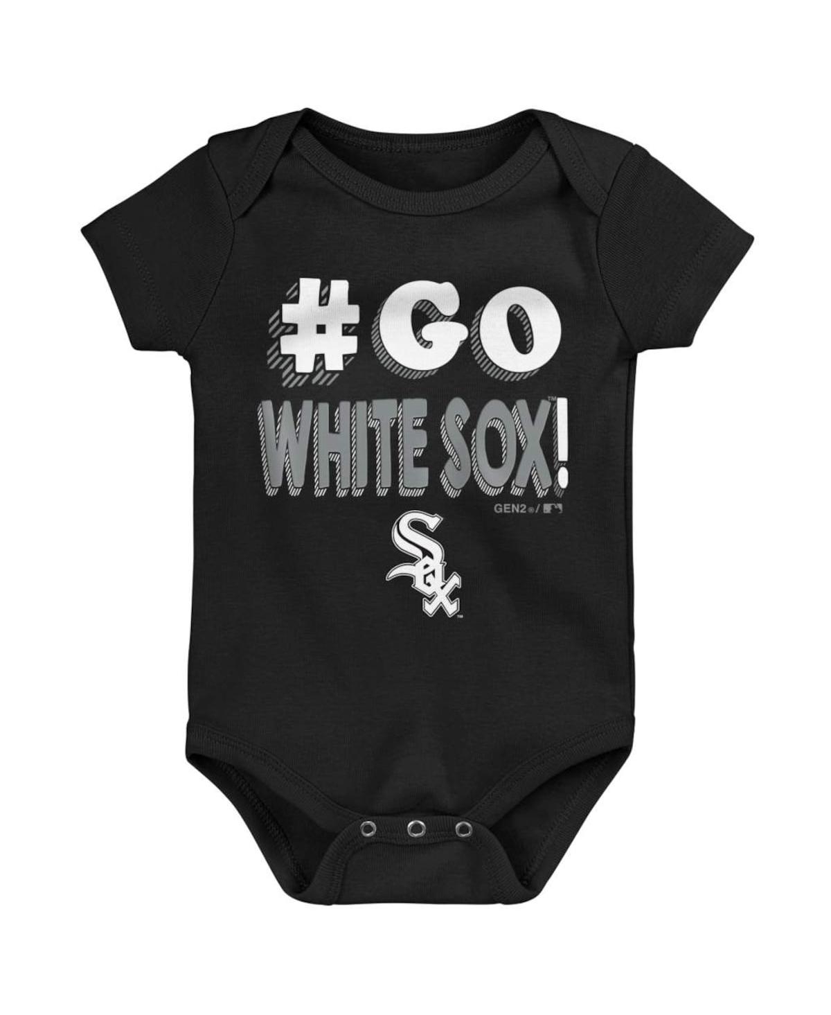 Shop Outerstuff Unisex Infant Black And White And Gray Chicago White Sox Born To Win 3-pack Bodysuit Set In Black,white,gray