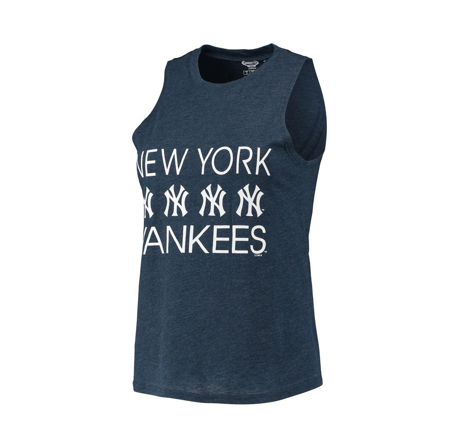 Women's Gray, Navy New York Yankees Meter Muscle Tank Top and Pants Sleep Set