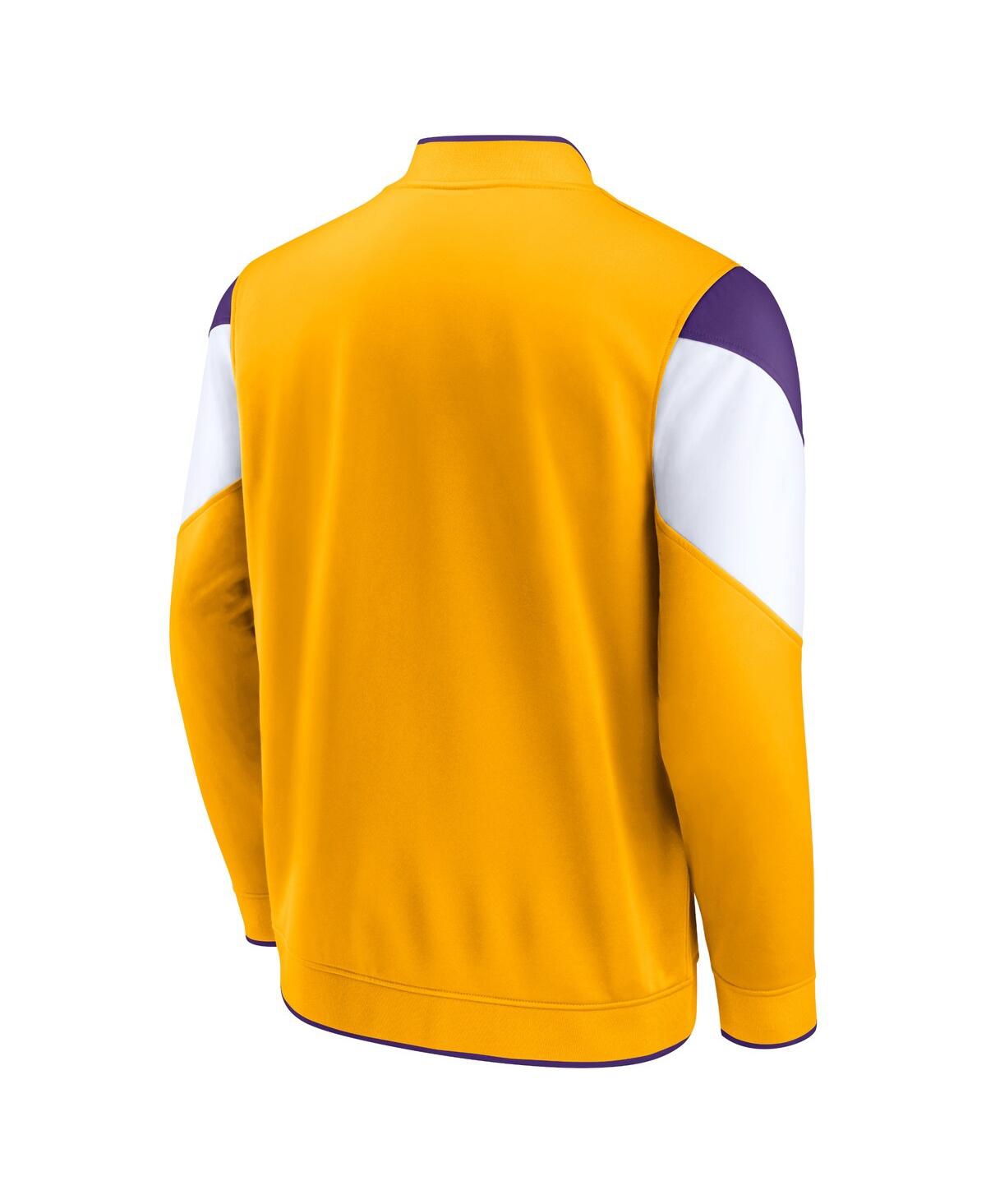 Fanatics Men's  Gold, Purple Los Angeles Lakers League Best Performance Full-zip Top In Gold,purple