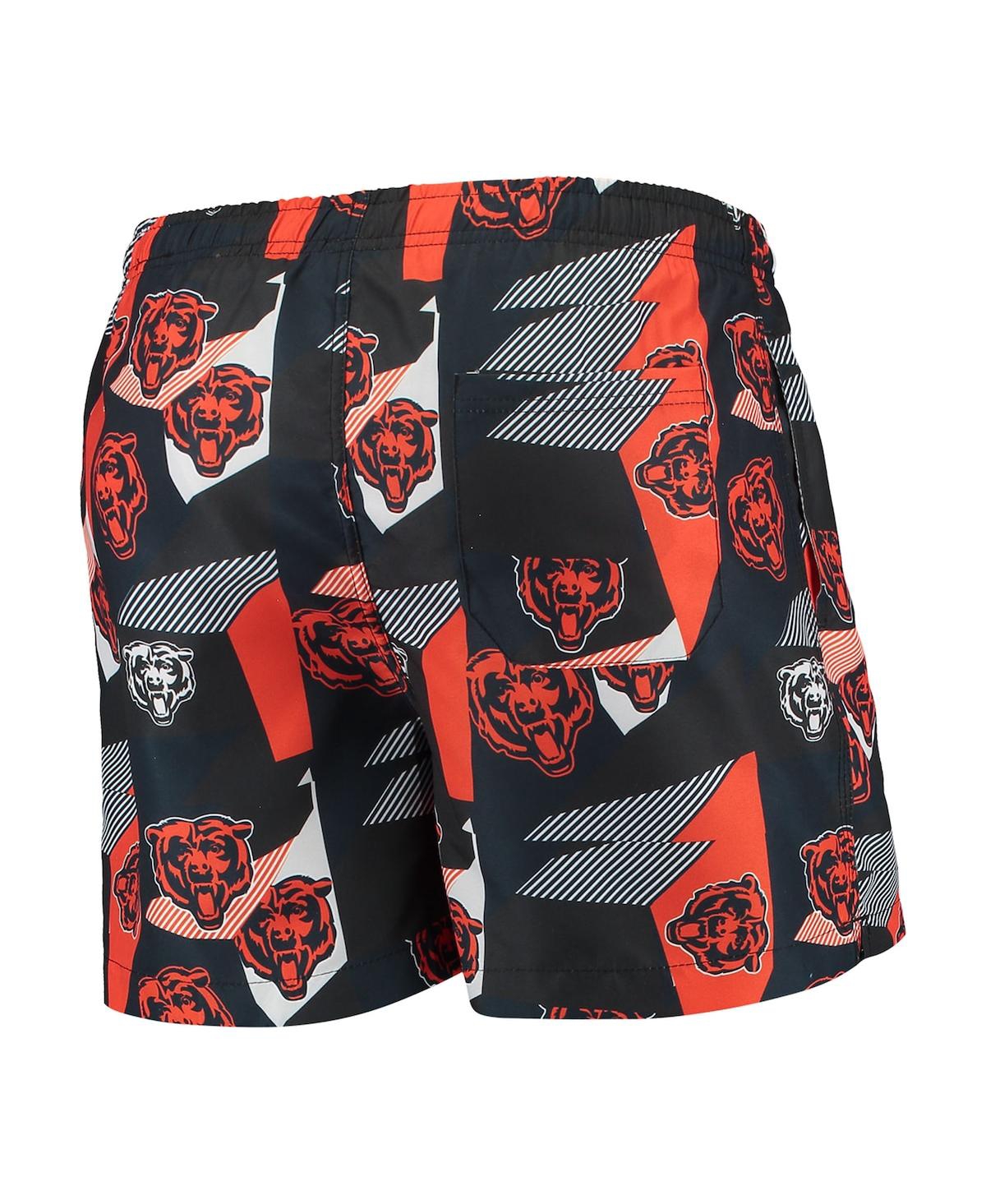 Shop Foco Men's  Navy And Orange Chicago Bears Geo Print Swim Trunks In Navy,orange