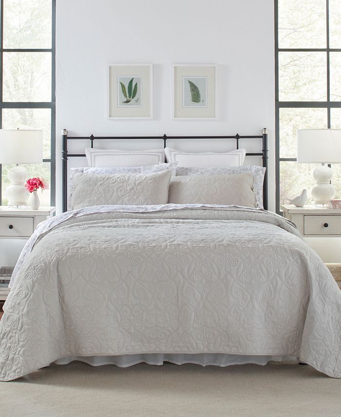 Laura Ashley Felicity Cotton Reversible 2 Piece Quilt Set, Twin Macy's
