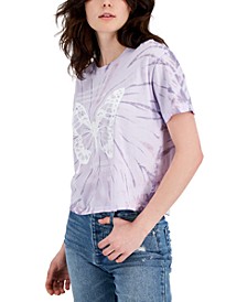 Juniors' Tie-Dyed Butterfly T-Shirt