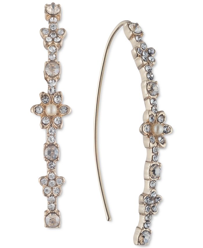 Marchesa Crystal Imitation Pearl Flower Threader Earrings Macy s