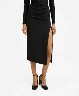 mango black midi skirt