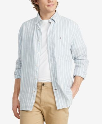 Mens Casual Sorona Striped Linen Shirt