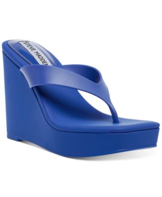 Steve Madden Refined Thong Wedge Sandals, Womens, 9M, Blue