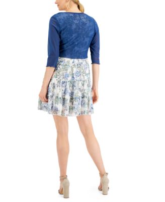 Petite Printed Dress and Tie Jacket