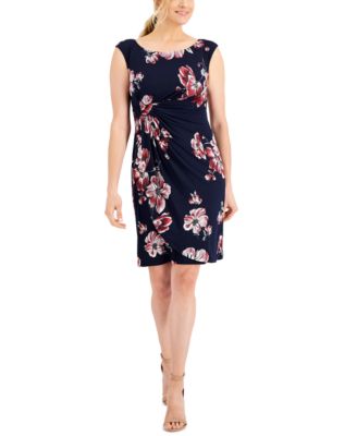 Connected - Petite Cap Sleeve Side Tab Sheath Dress