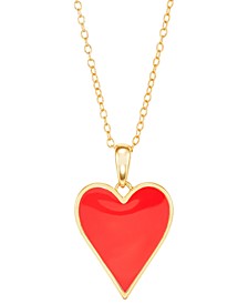 Red Enamel Heart Pendant Necklace 16" in 14k Gold-Plated Sterling Silver, Created for Macy's
