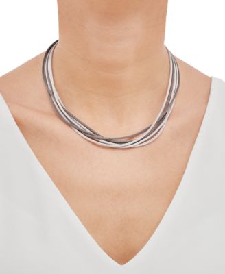 Multi-Strand Mesh 16-1/2" Statement Necklace in Sterling Silver