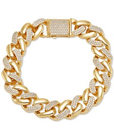 Men's Cubic Zirconia Curb Link Chain Bracelet in 14k Gold-Plated Sterling Silver