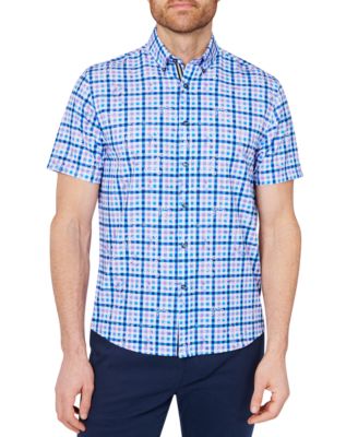 Society of Threads - Men's Slim-Fit Plaid Button-Down Performance Shirt