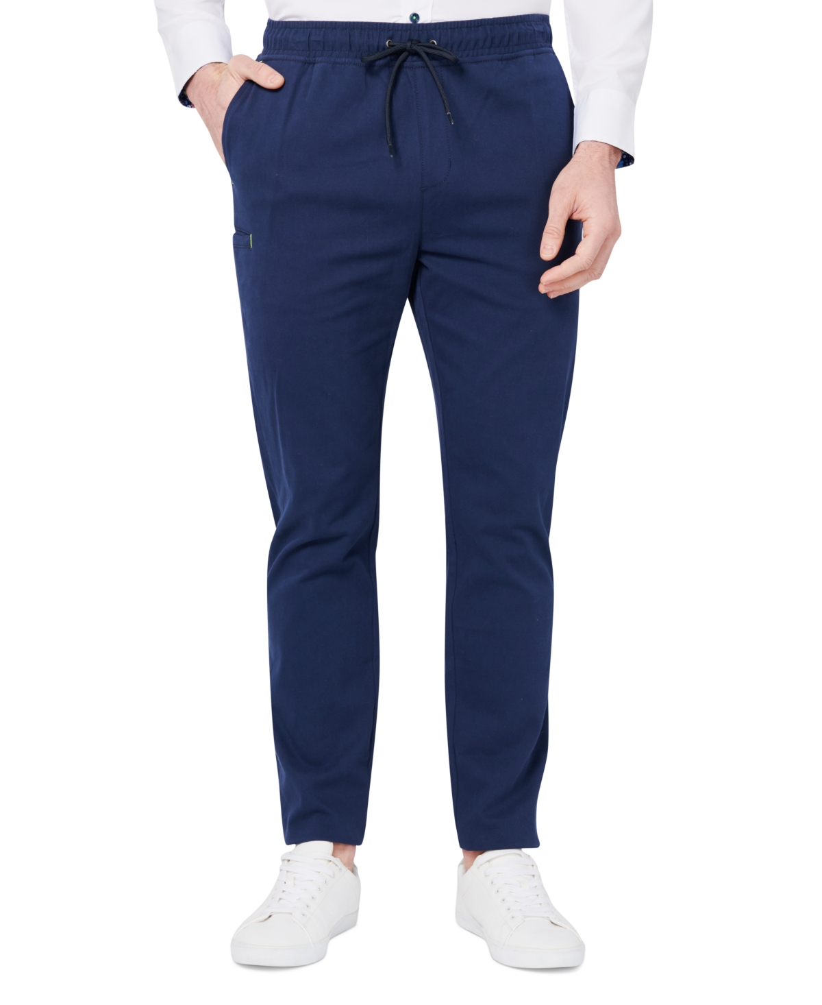 Men's Slim Fit Solid Drawstring Pants - Navy