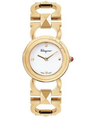 Ferragamo Womens 25mm Double Stud Watch Ferragamo Double Gancini Stud Watch, 25mm - White/Gold  main image 3