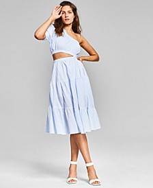 Women's Cotton Cutout One-Shoulder Dress