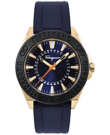 Men's Swiss Ferragamo Ferragamo Blue Silicone Strap Watch 43mm