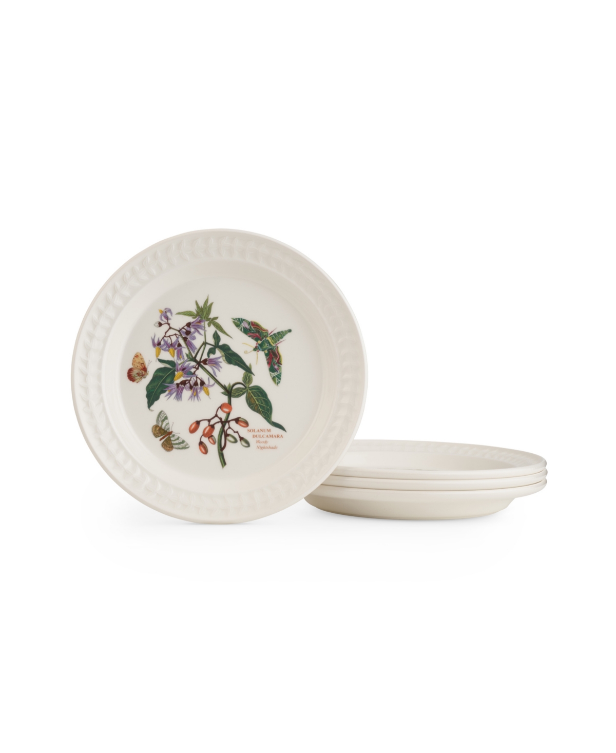 Botanic Garden Harmony Emerald Dinner Plates, Set of 4 - White