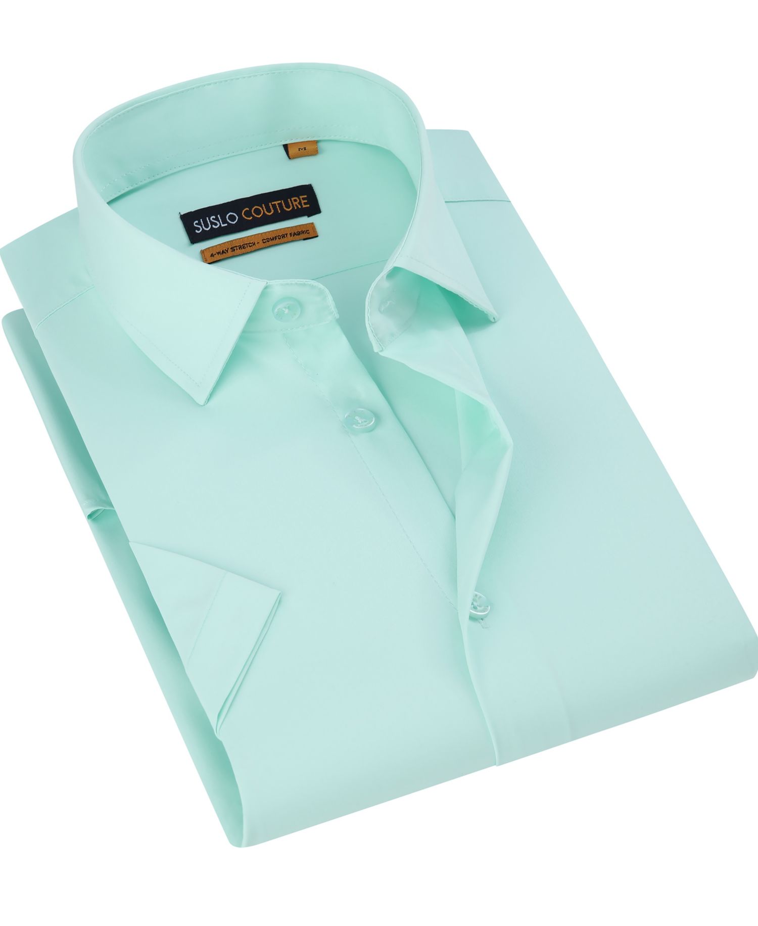 Men's Slim Fit Performance Short Sleeves Solid Button Down Shirt