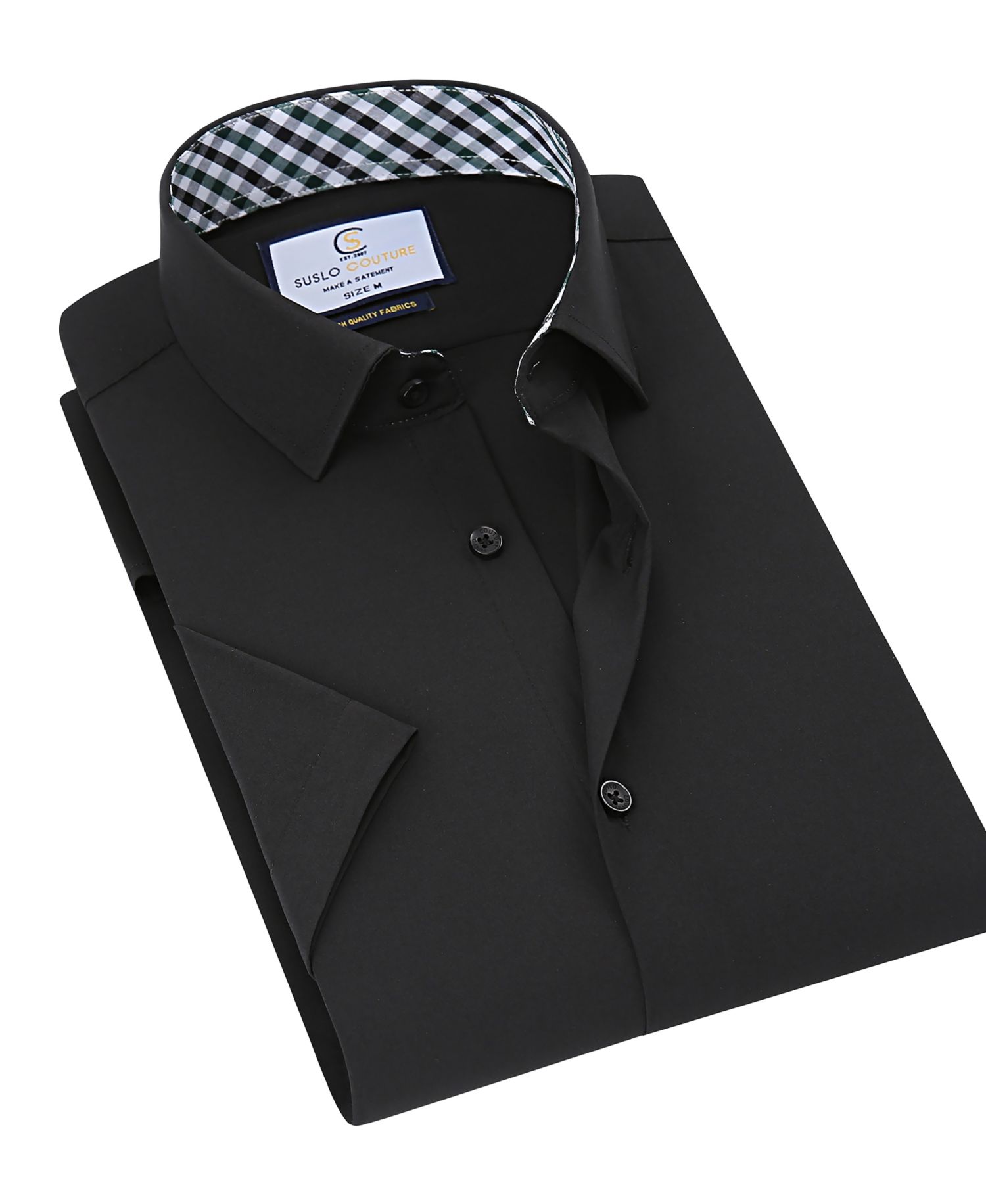Men's Slim Fit Performance Short Sleeves Solid Button Down Shirt