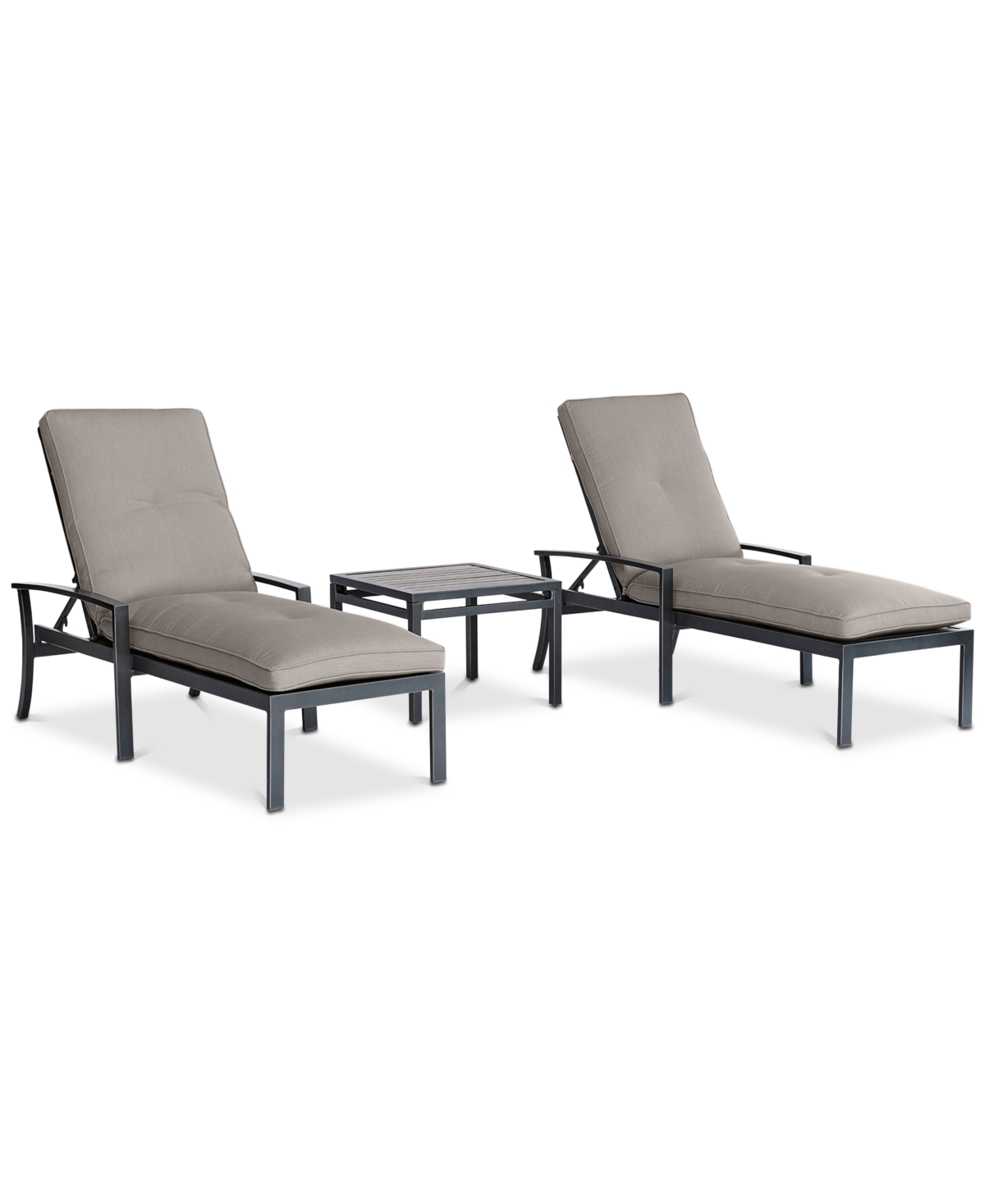 Agio Closeout! Marlough Ii Outdoor Aluminum 3-pc. Chaise Set (2 Chaise Lounges And 1 End Table), Created In Outdura Storm Smoke