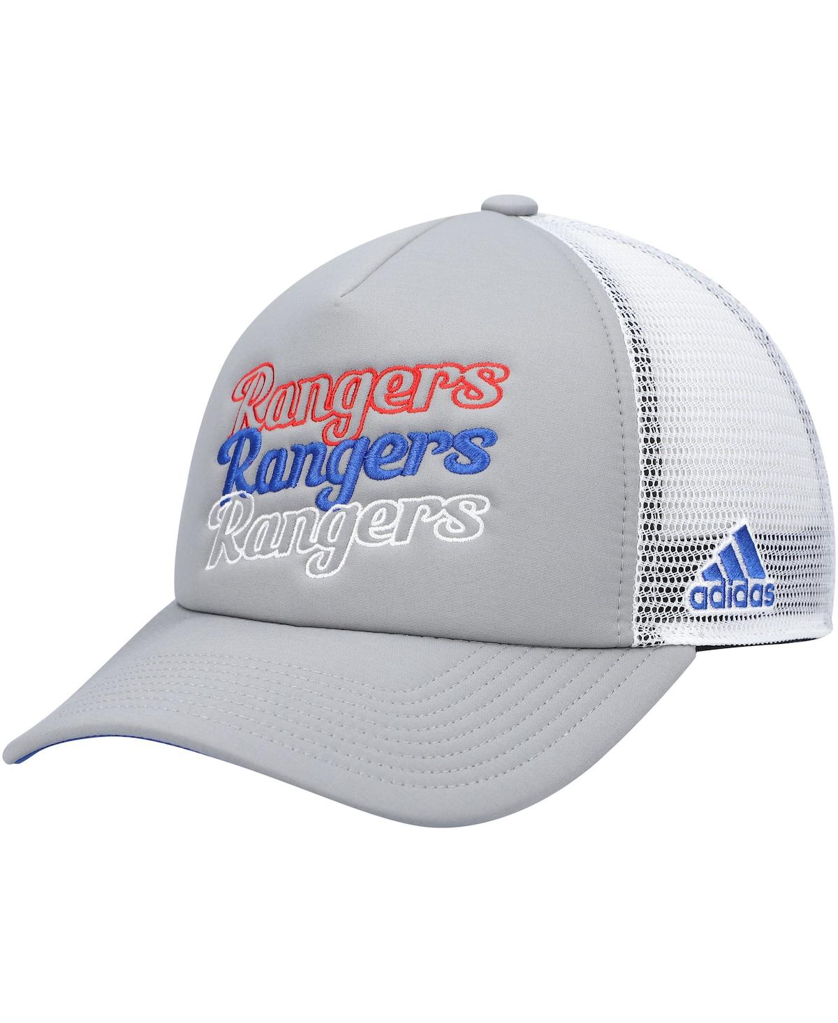 Shop Adidas Originals Women's Gray, White New York Rangers Foam Trucker Snapback Hat In Gray,white