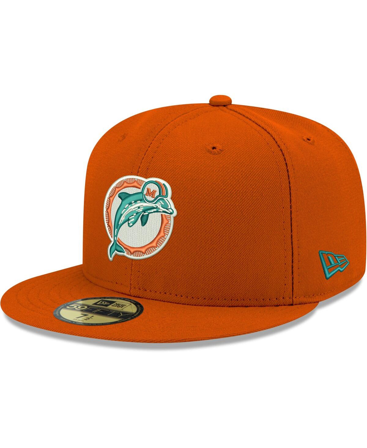 Shop New Era Men's Orange Miami Dolphins Omaha Throwback 59fifty Fitted Hat