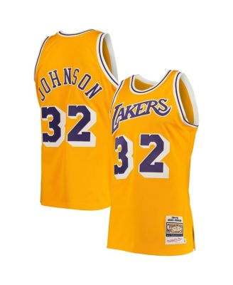 Men's Magic Johnson Gold Los Angeles Lakers 1984/85 Hardwood Classics Authentic Jersey