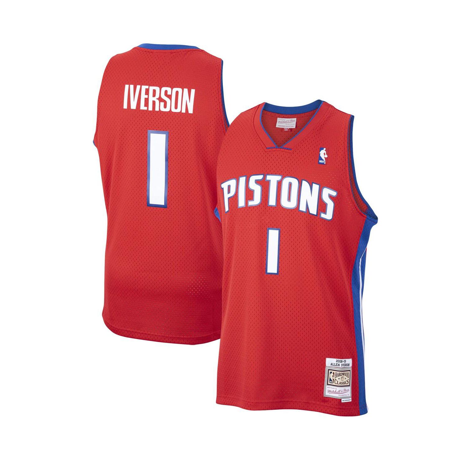 Men's Allen Iverson Red Detroit Pistons 2008-09 Hardwood Classics Swingman Jersey