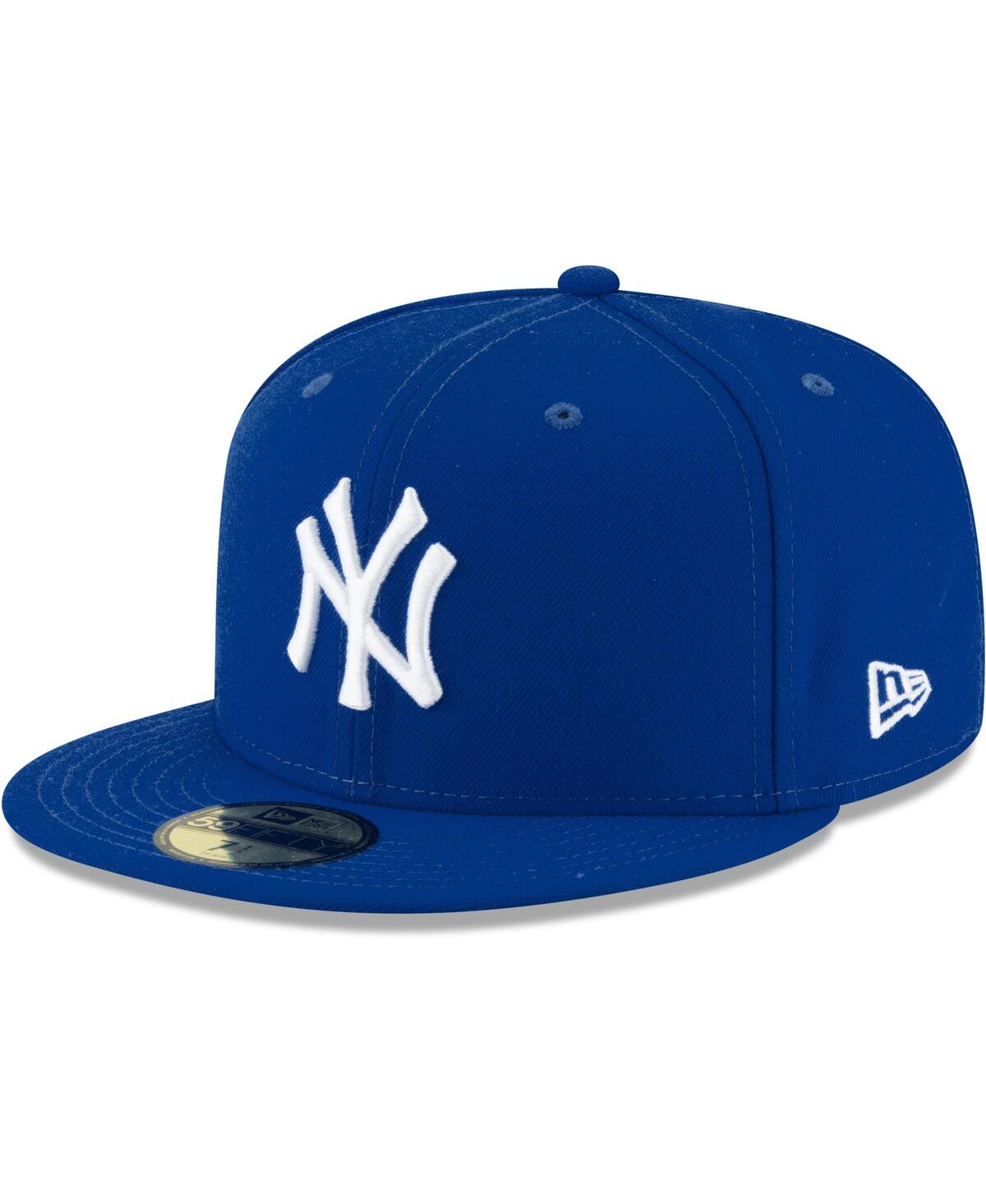 NEW ERA MEN'S ROYAL NEW YORK YANKEES LOGO WHITE 59FIFTY FITTED HAT 