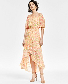 Women's Off-The-Shoulder Printed High-Low Dress, Created for Macy's